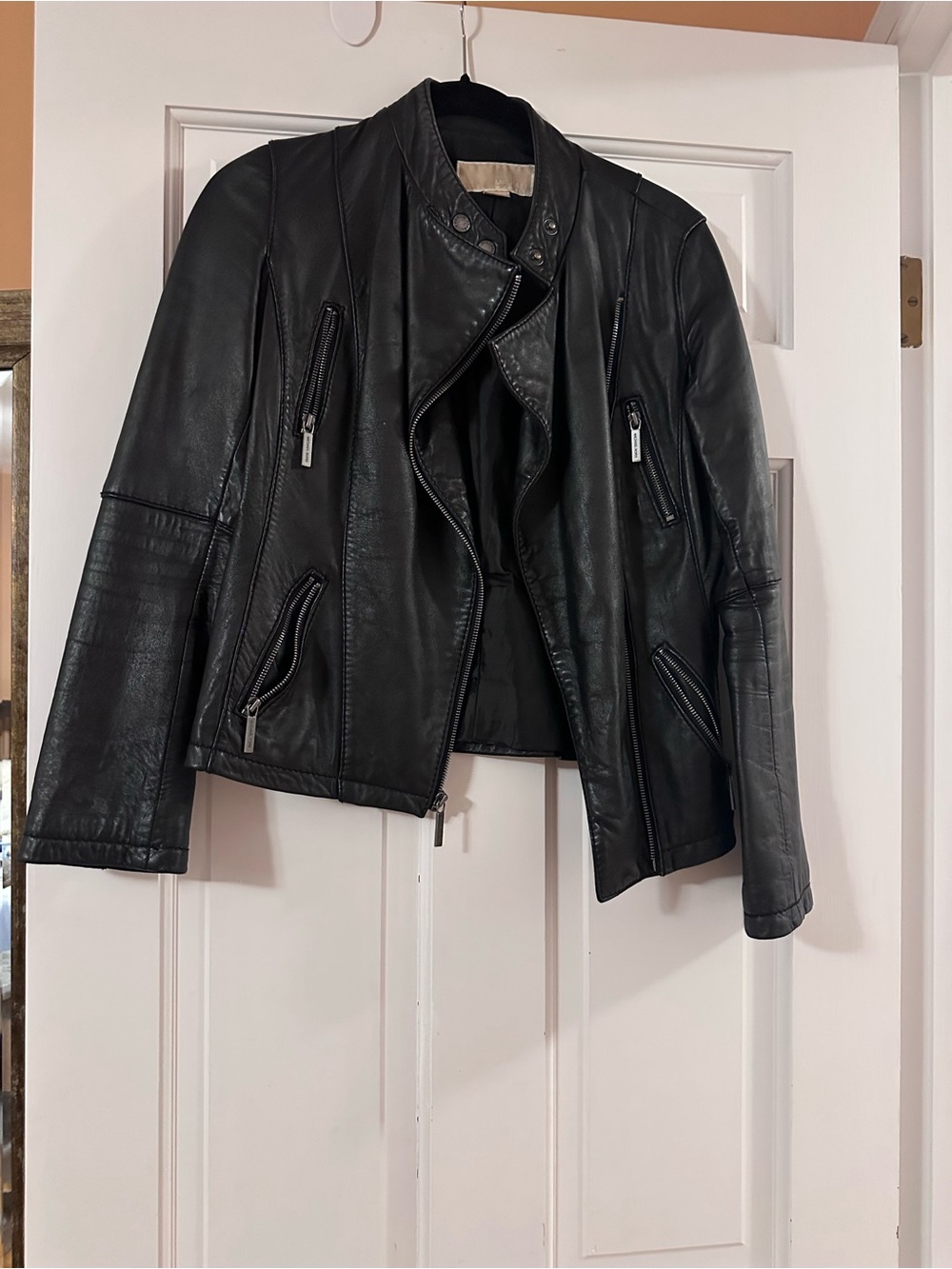 MICHAEL Michael Kors Black Leather Moto Jacket